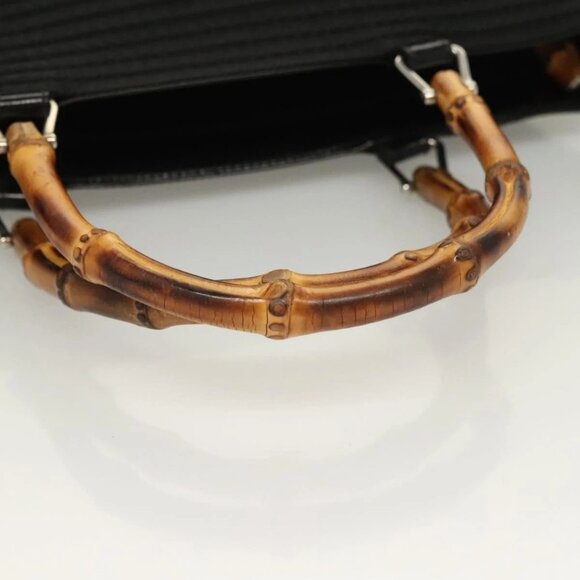 GUCCI Bamboo Hand Bag Canvas Outlet Black Silver 002 1998 0441 Auth BA3228 - Picture 8 of 16